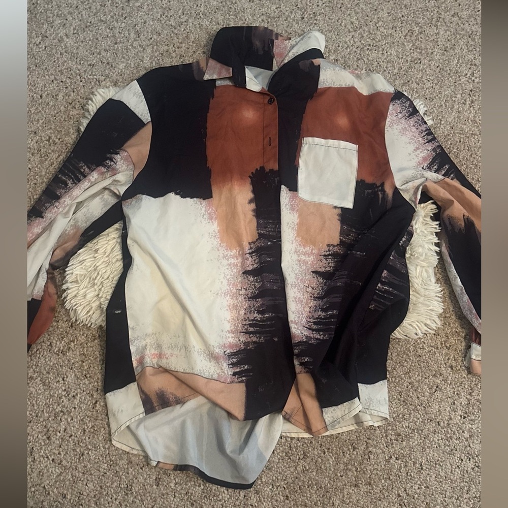 Black and Brown Casual Button Down Shirt